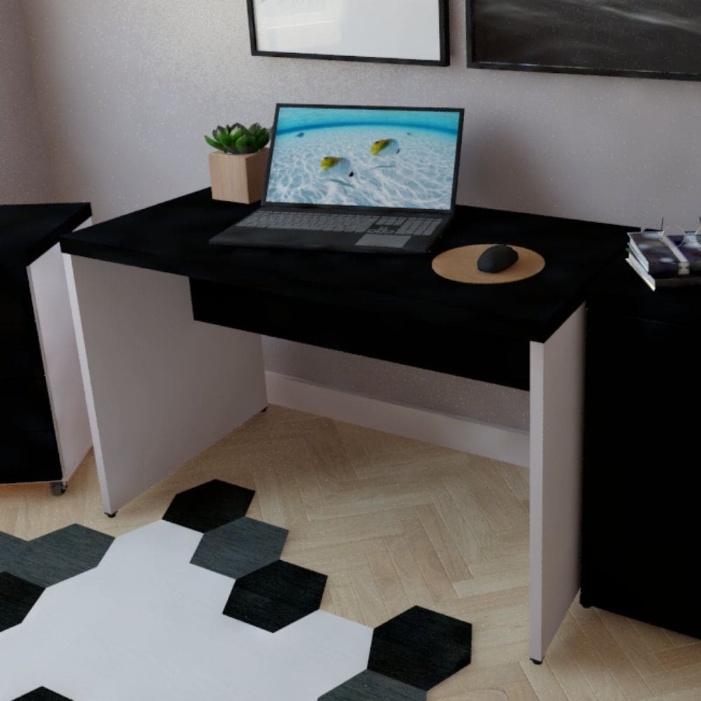 Mesa para Escritório 90cmx60cm Branco/Preto