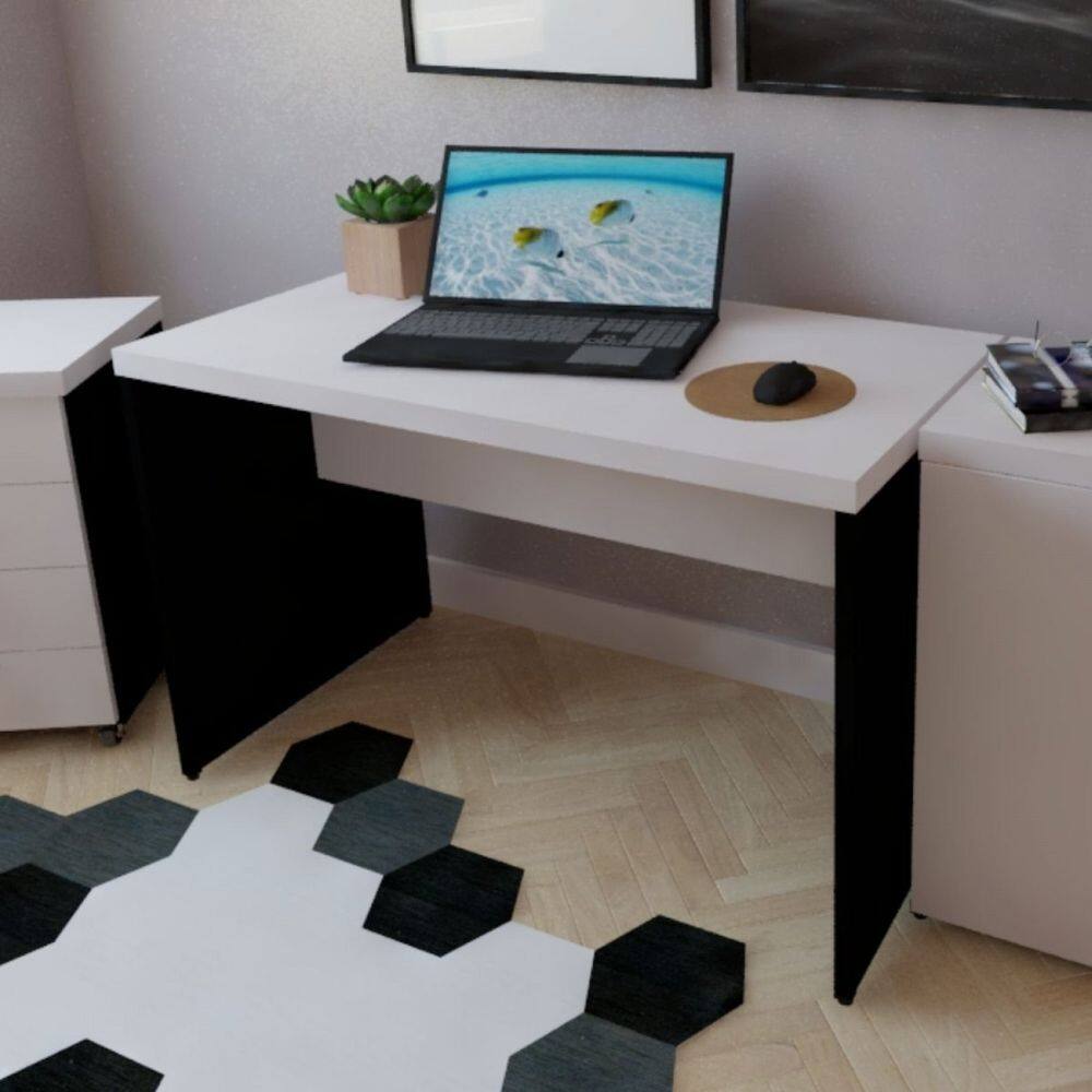 Mesa para Escritório 130cmx60cm Preto/Branco