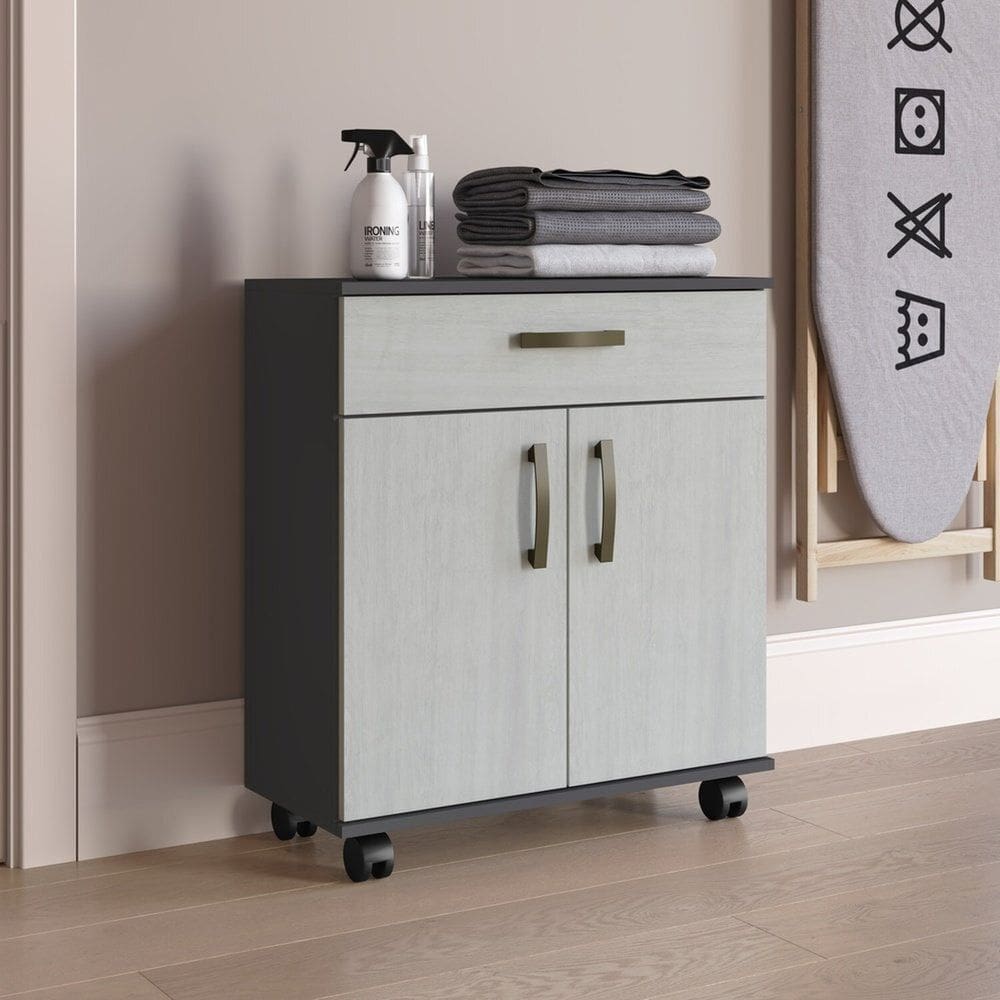 Cômoda 67,5cm X 74cm 2 Portas 1 Gaveta Mdp Grafite/Snow