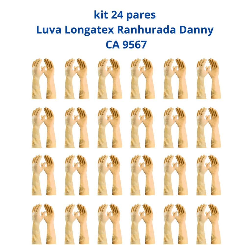 Kit 24 Luvas Longatex Ranhurada Danny CA 9567