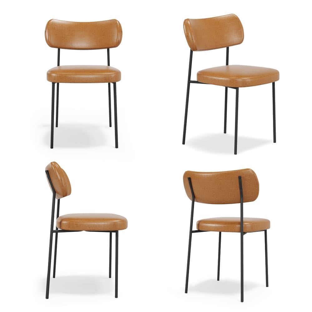 Kit 4 Cadeiras Fixa Stela Courino Whisky Sala de Jantar - Vallisa Decor