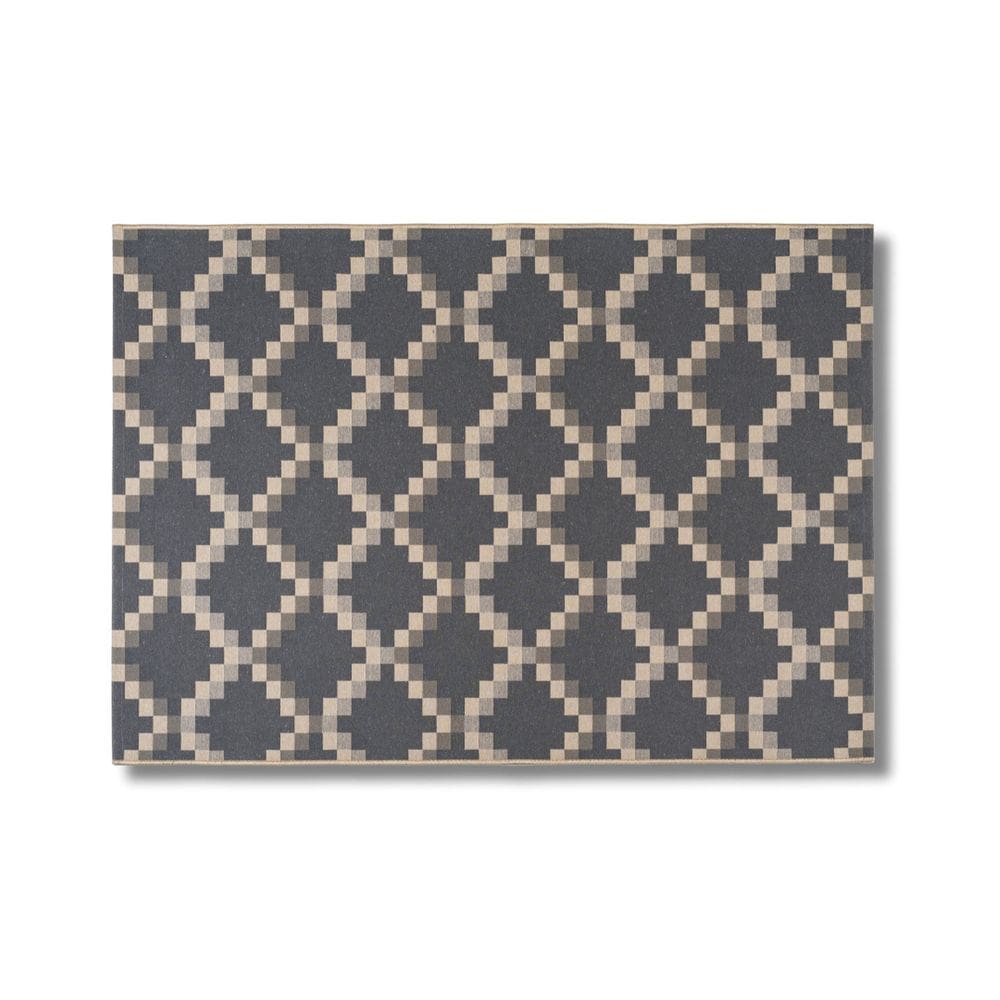 Tapete Quarto e Sala Antiderrapante 200x250cm Algodão São João Cinza Escuro / Bege