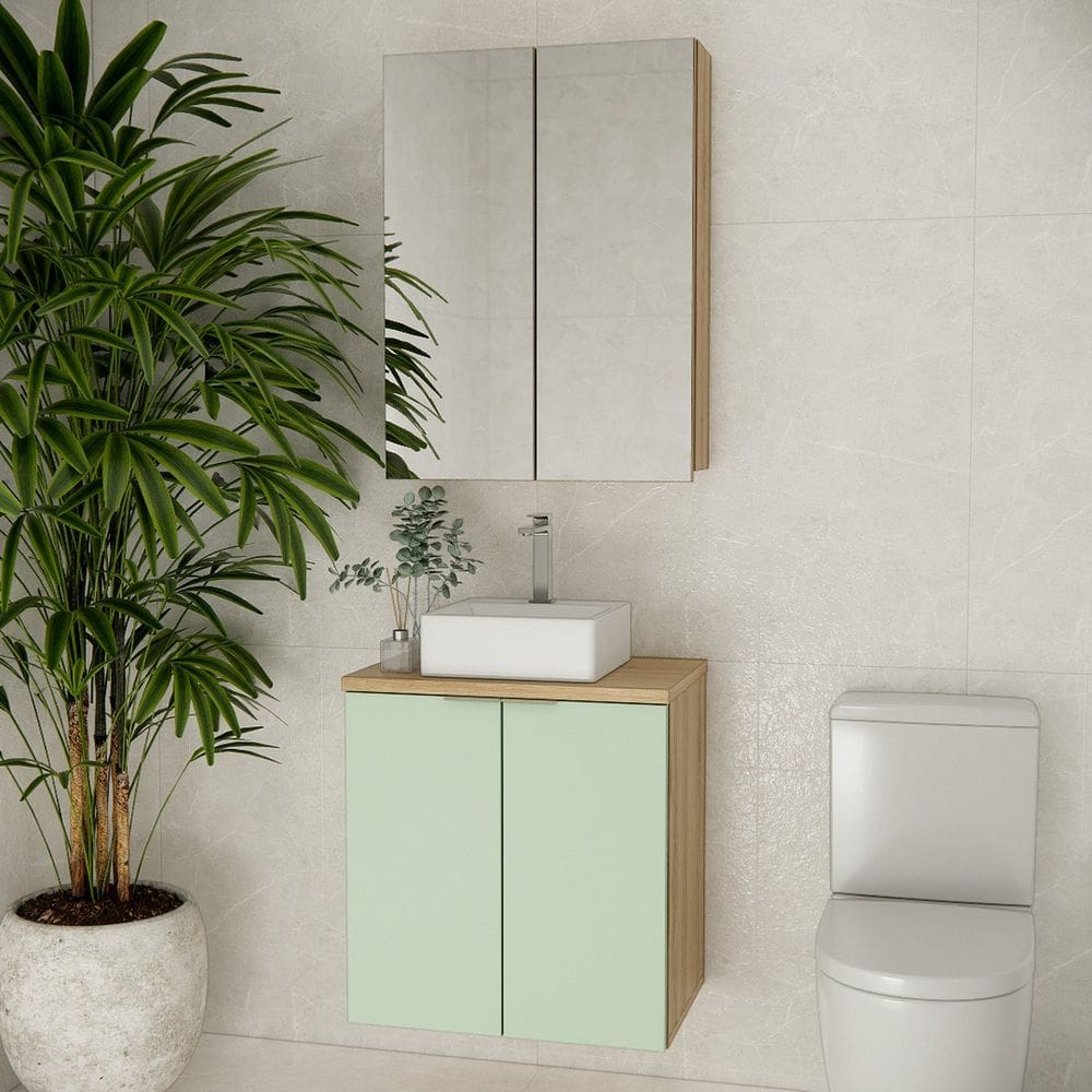 Conjunto de Banheiro 60cm X 145cm Marrom Carvalho / Verde