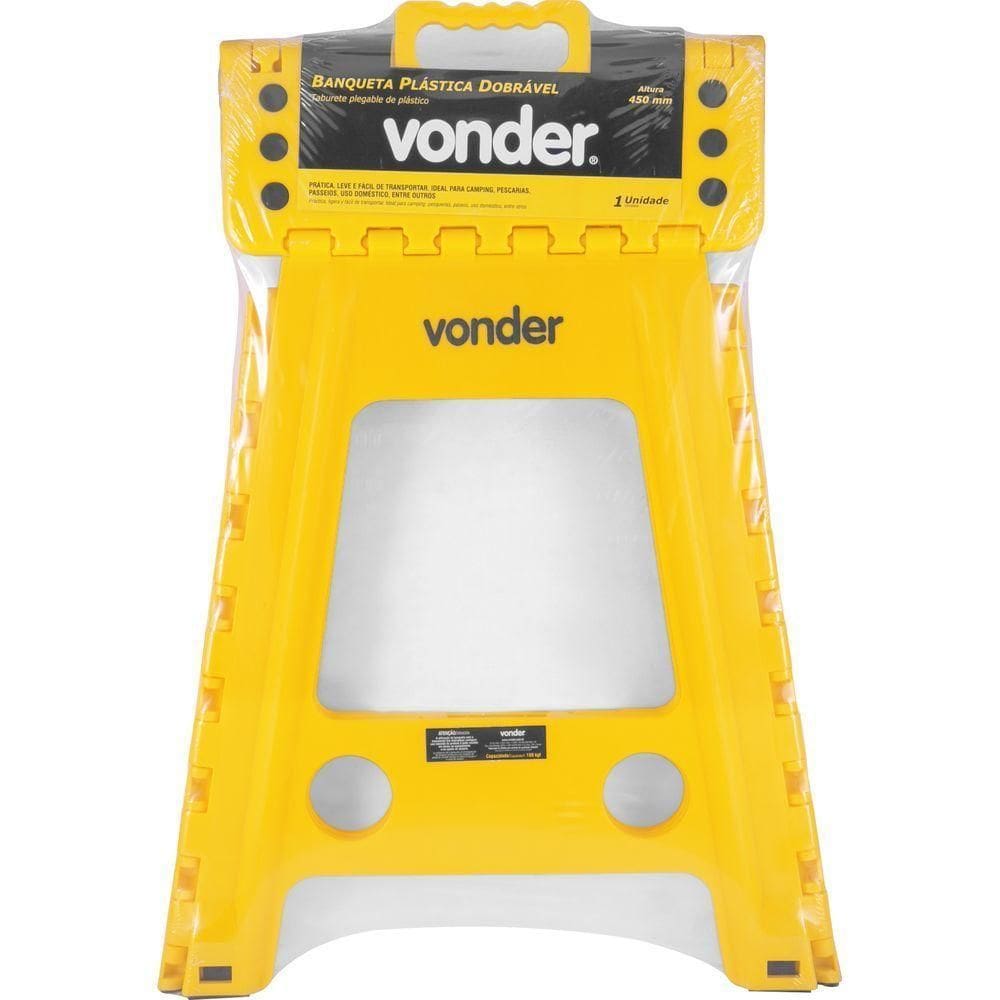 Banqueta Plástica Dobrável Amarela Altura 450 Mm Vonder