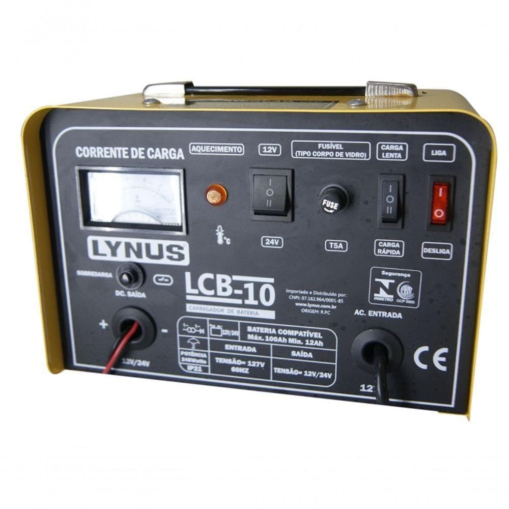 Carregador De Bateria 10a 12-100ah Lcb-10 Lynus 220V