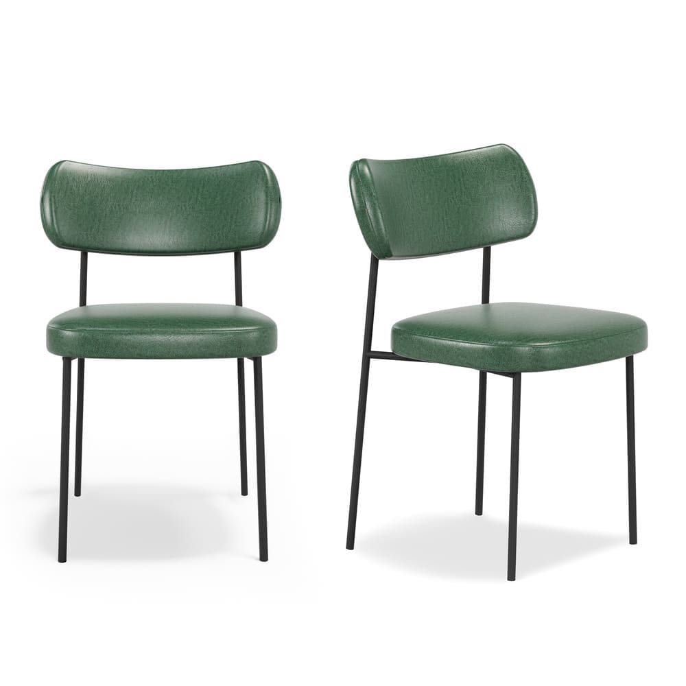 Kit 2 Cadeiras Stela Sala de Jantar Couro Sintetíco Verde - Vallisa Decor