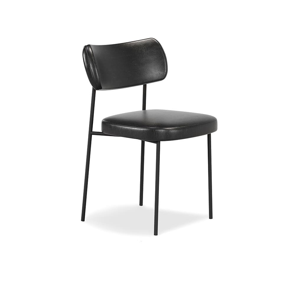Cadeira Stela Sala de Jantar Couro Sintetíco Preto - Vallisa Decor