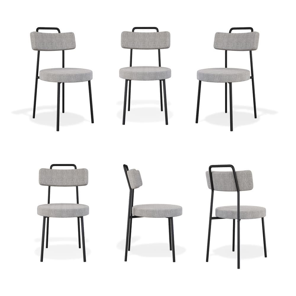 Conjuto 6 Cadeiras Fixa Ster Escritório Linho Cinza - Vallisa Decor