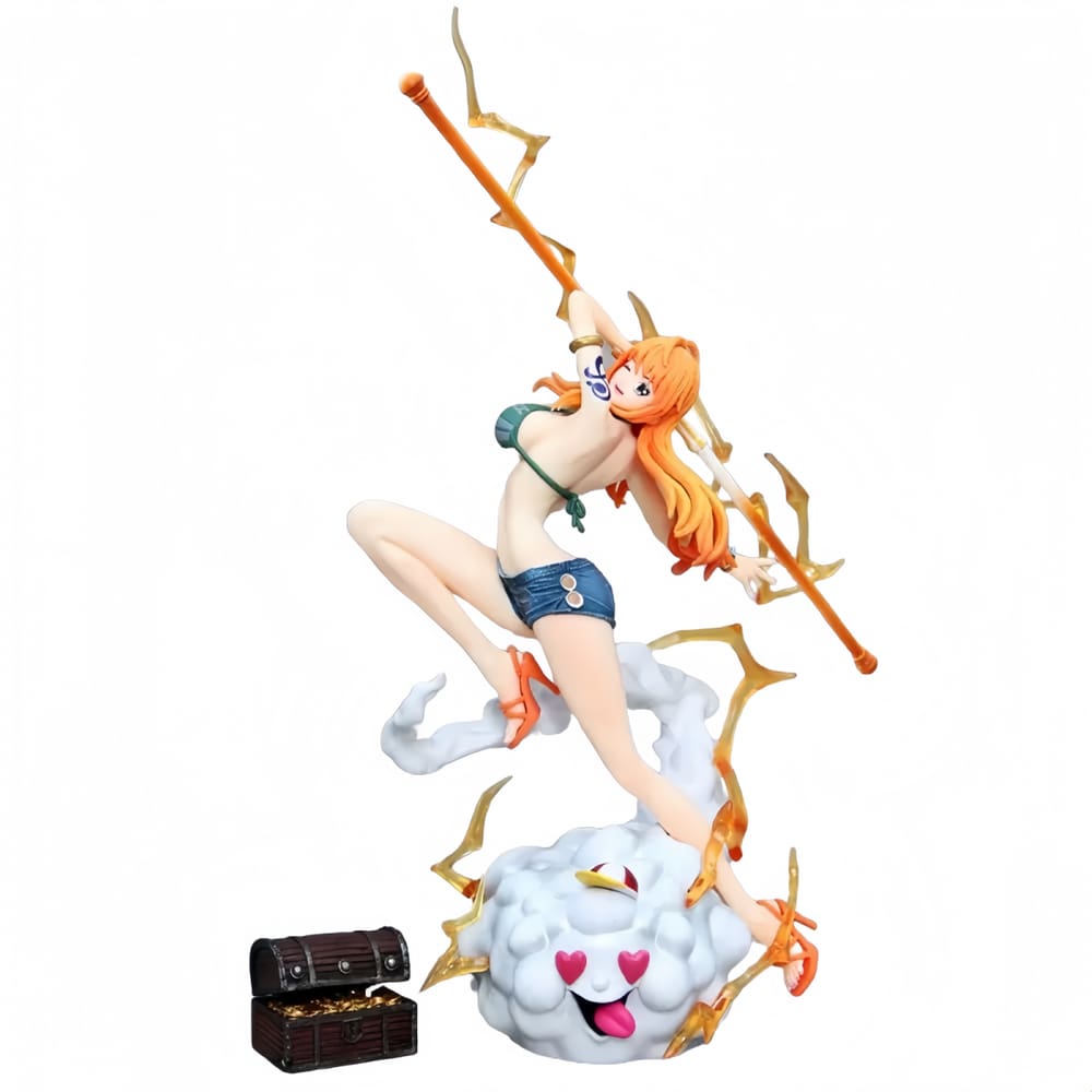 Ornamentos de figuras de anime One Piece Nami Fight PVC com mais de 14 anos