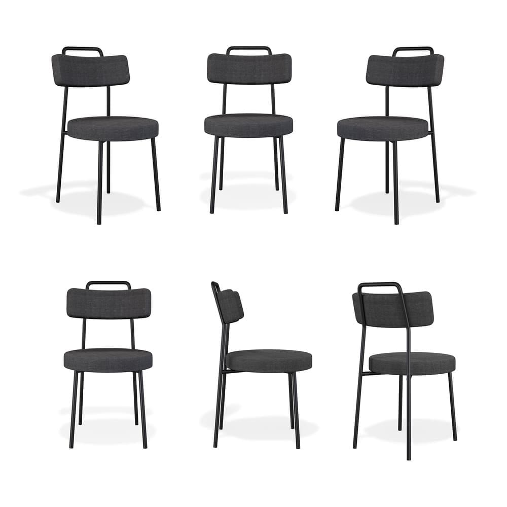 Conjunto com 6 Cadeiras de Escritório Ster Linho Grafite - Vallisa Decor