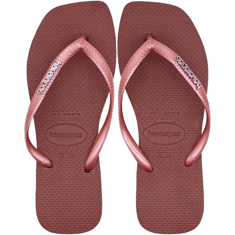Chinelo de Dedo Feminino Havaianas Slim Square Logo Metallic