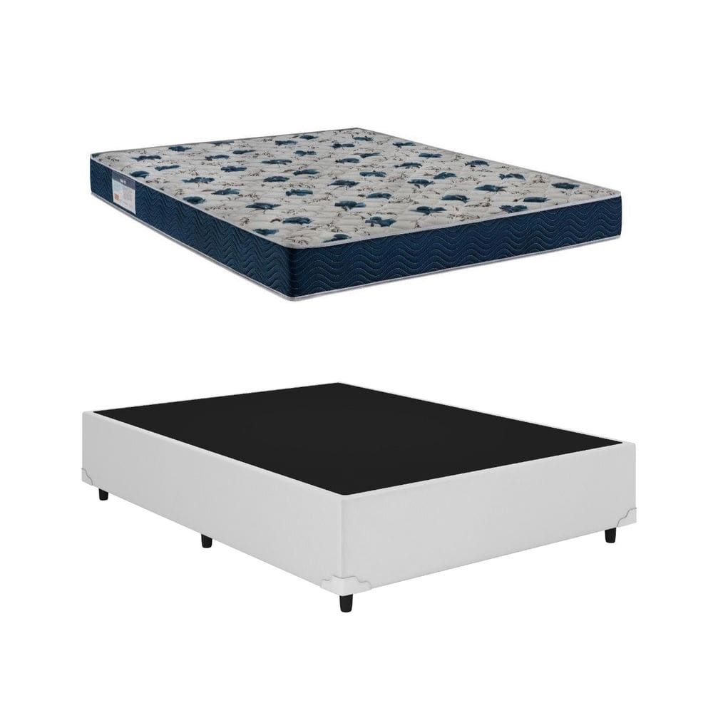 Cama Base Box Casal Branco Colchão ISO 60 D28 - Ortobom