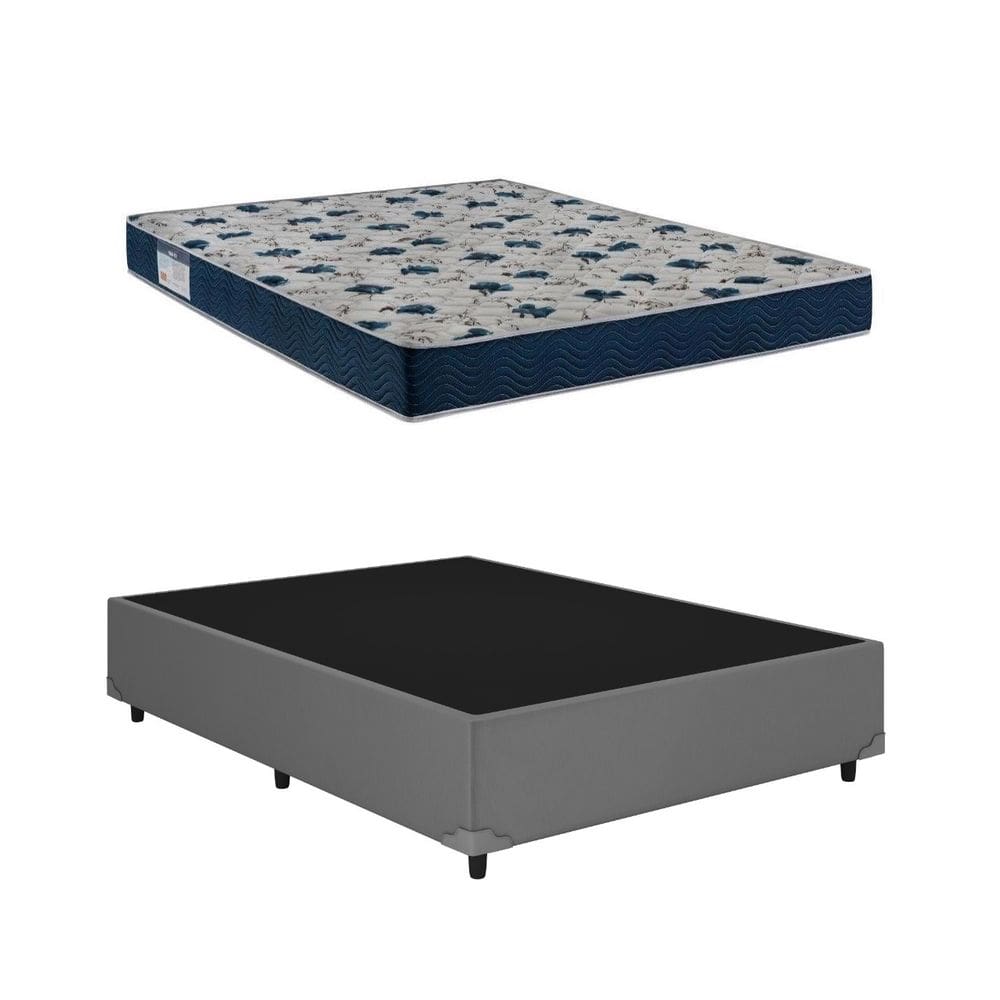 Cama Base Box Casal Cinza Colchão ISO 60 D28 - Ortobom