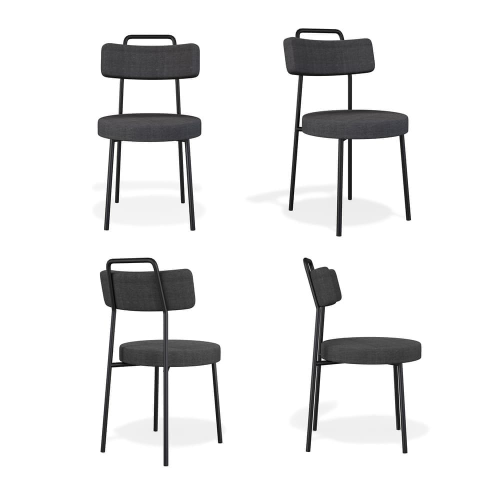 Conjunto com 4 Cadeiras de Escritório Ster Linho Grafite - Vallisa Decor