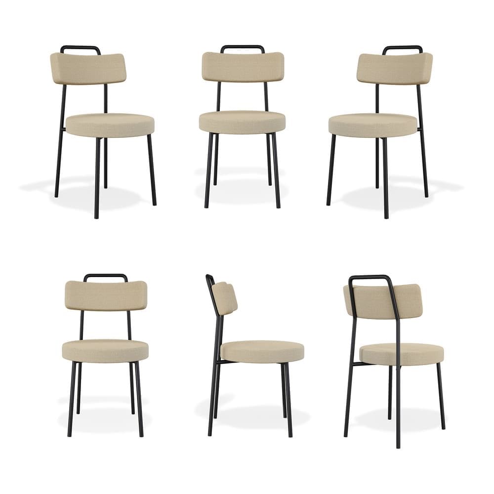 Kit 6 Cadeiras Ster Estofada Sala de Jantar Linho Gengibre - Vallisa Decor