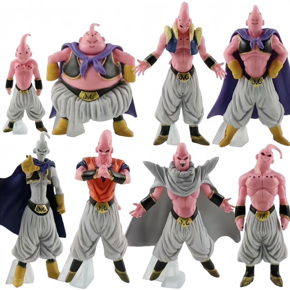 Ornamentos: 8 figuras de anime Dragon Ball Majin Buu PVC com mais de 14 anos
