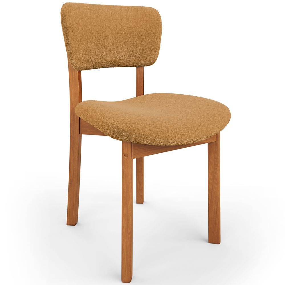 Cadeira Para Sala de Jantar Cozinha Living Estofada Dara L02 Bouclê Mostarda - Lyam Decor