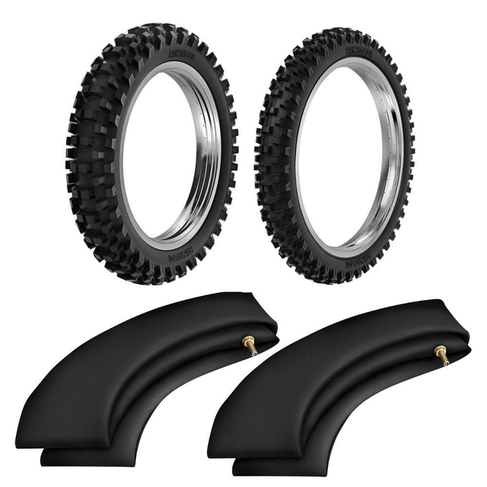 Kit Pneu Moto Cross Trilha 120/100-18 Rw33 + 90/90-21 He42 Rinaldi