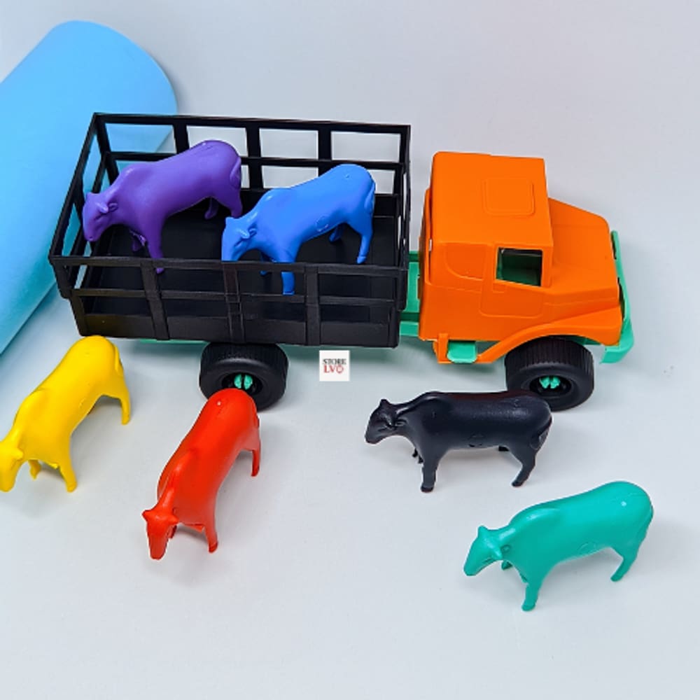 Caminhão trator com animais 6 bois Plastico caminhões estilo trator Brinqueado Infantil para crianças fazenda Presente