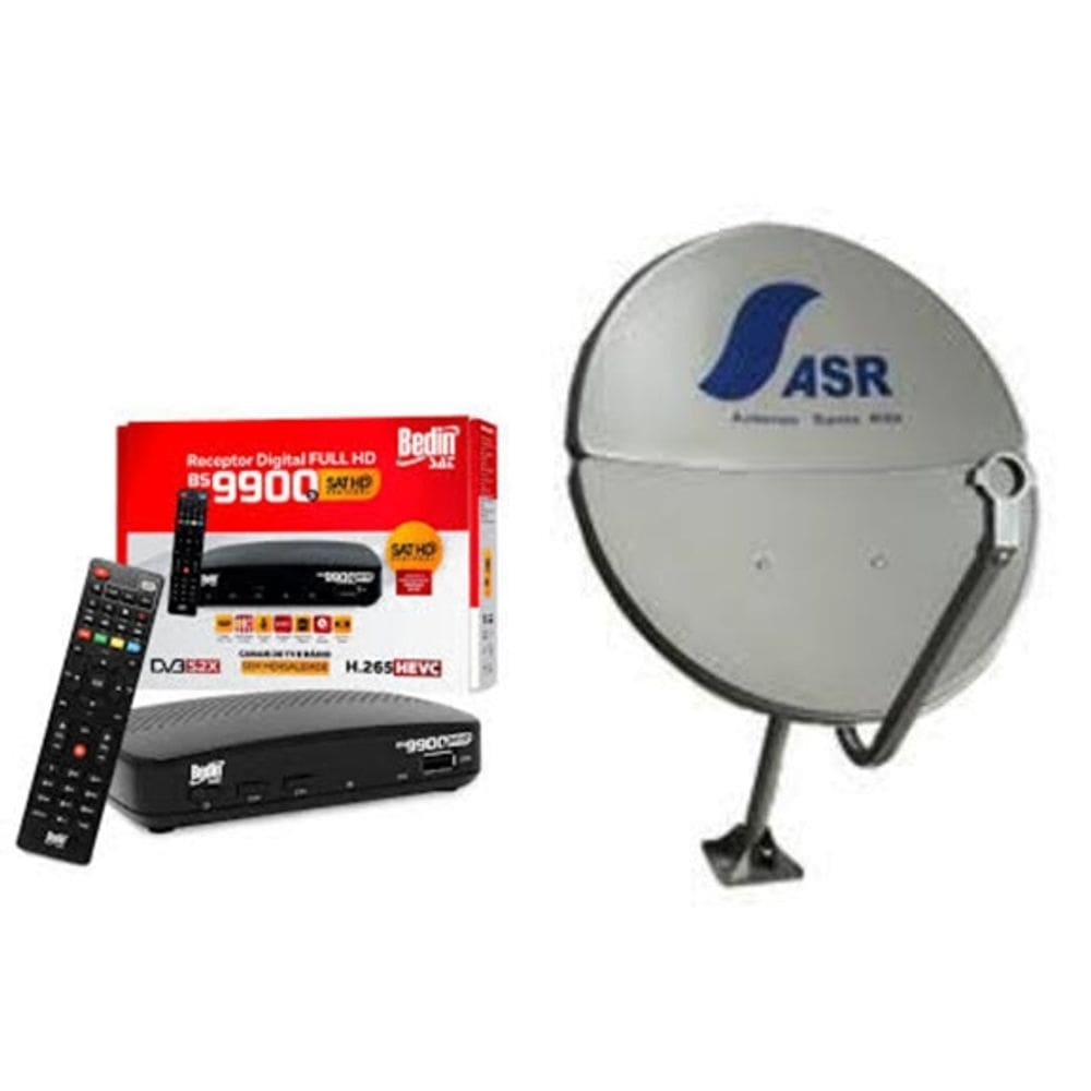 Nova Parabólica ASR Santa Rita  Bipartida 60cm com Conversor Bedin Sat Hd