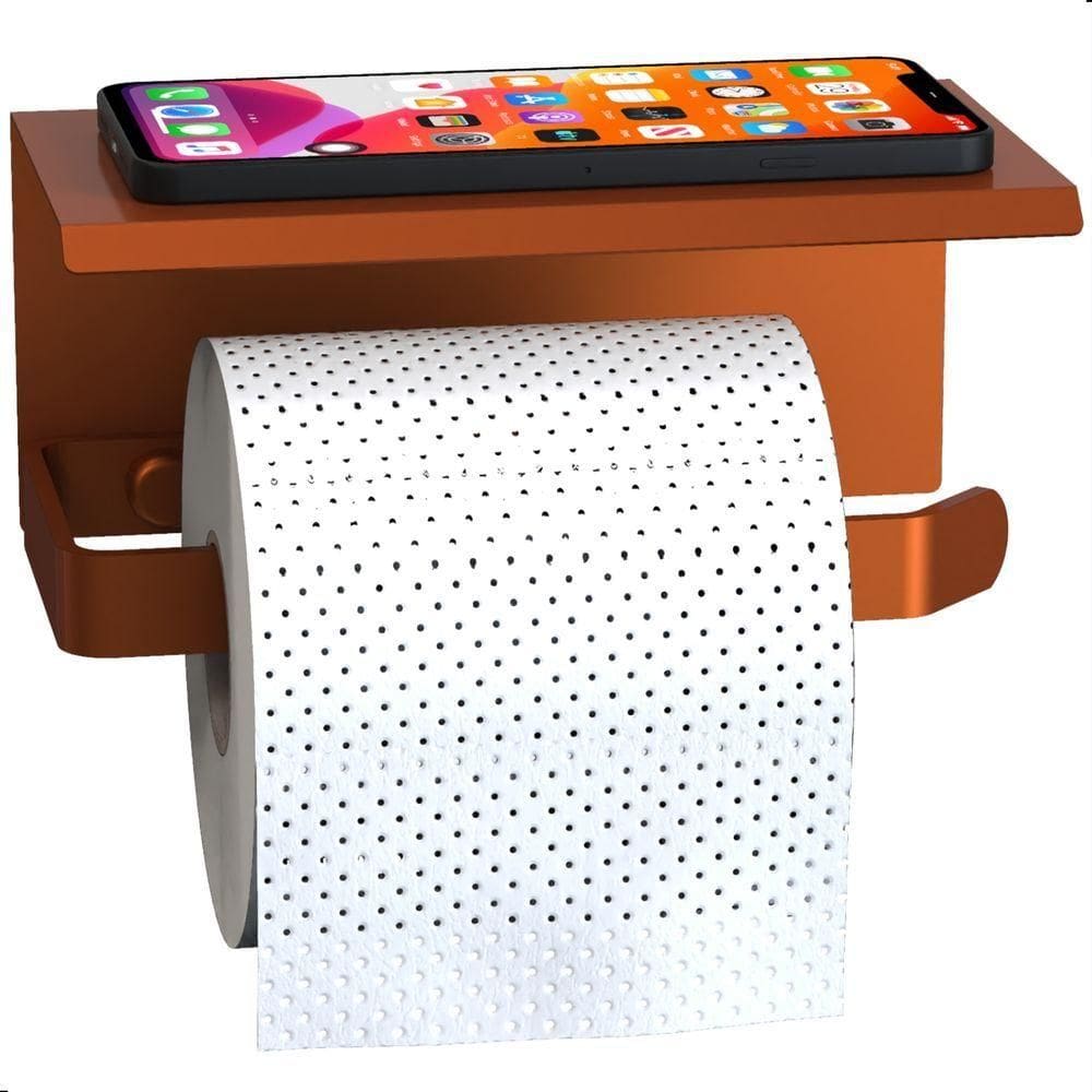 Suporte Porta Papel Higiênico De Parede Rose Gold Max