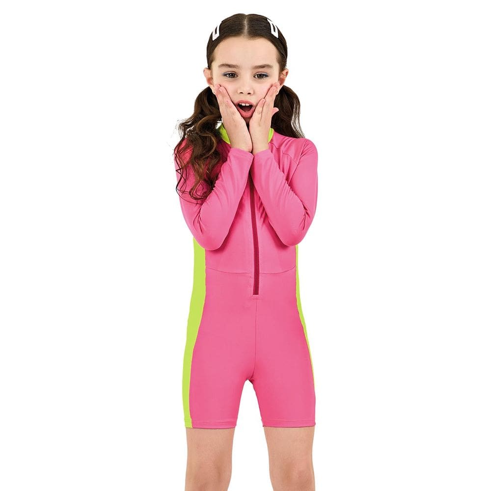 Macacão de Praia Tchibum Infantil Proteção UV Rosa Neon Kamylus