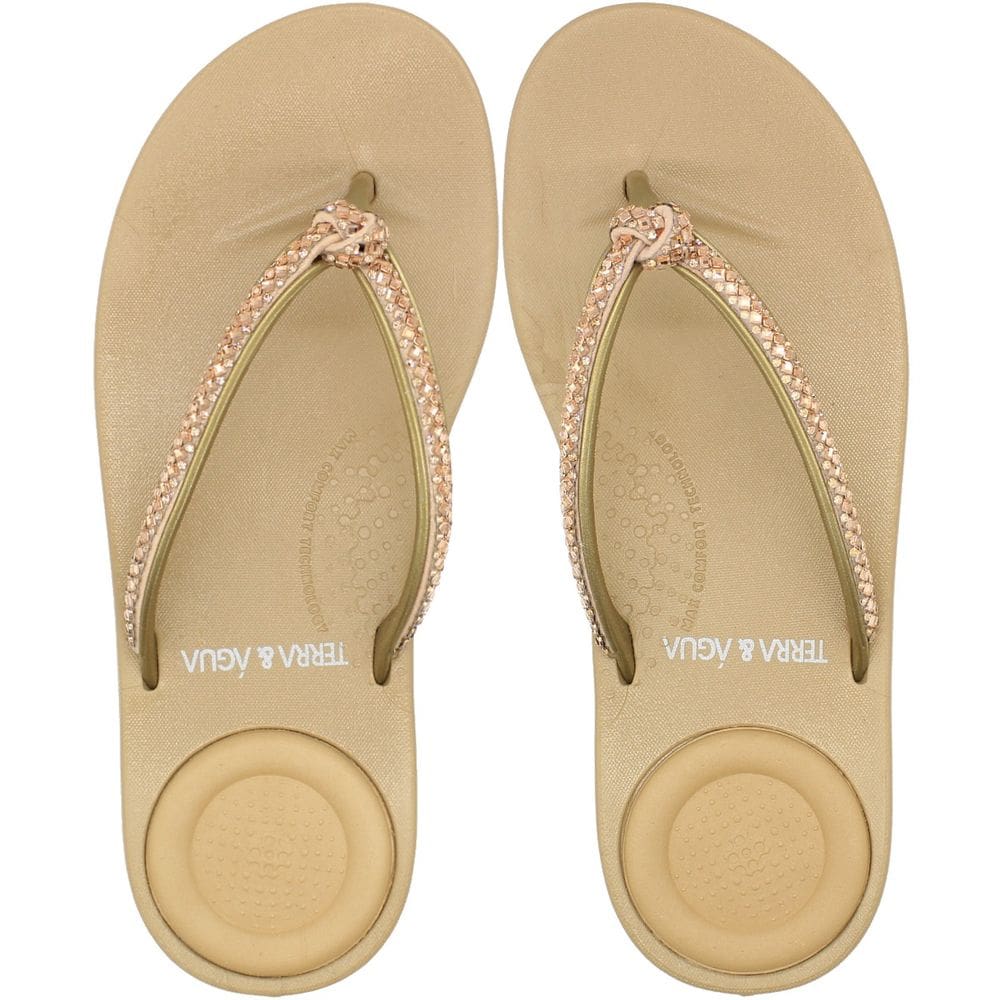 Chinelo De Dedo Terra e Água Tira Cravejada Max Comfort Feminino