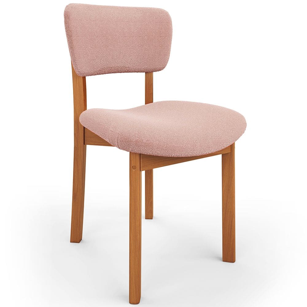 Cadeira Para Sala de Jantar Cozinha Living Estofada Dara L02 Bouclê Rosê - Lyam Decor