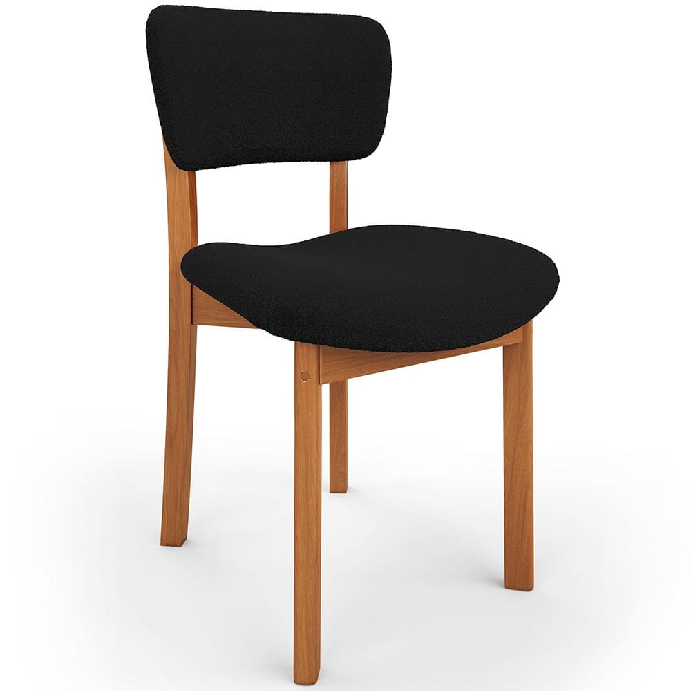 Cadeira Para Sala de Jantar Cozinha Living Estofada Dara L02 Bouclê Preto - Lyam Decor