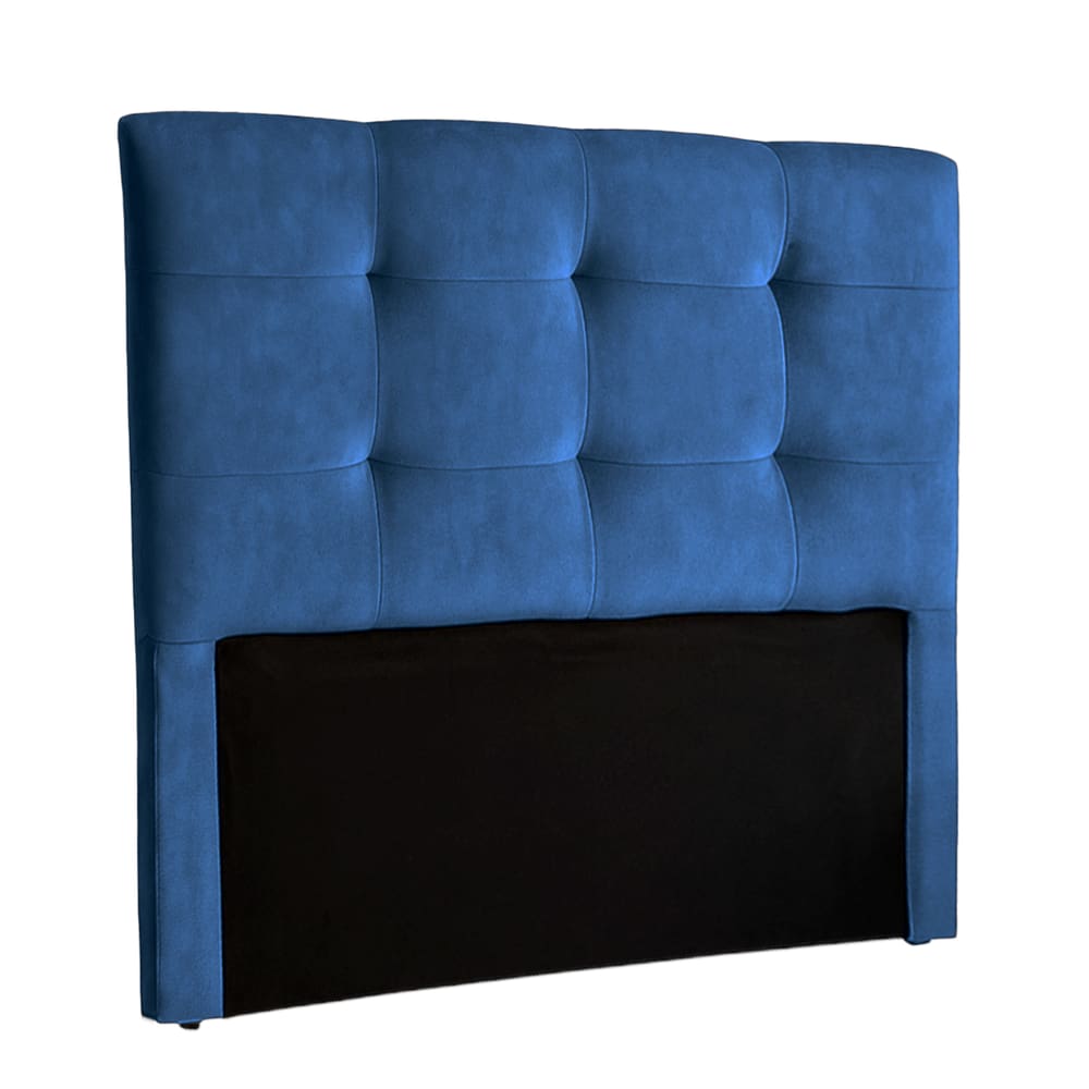 Cabeceira Estofada Casal Alice Nature Veludo Azul 138x136