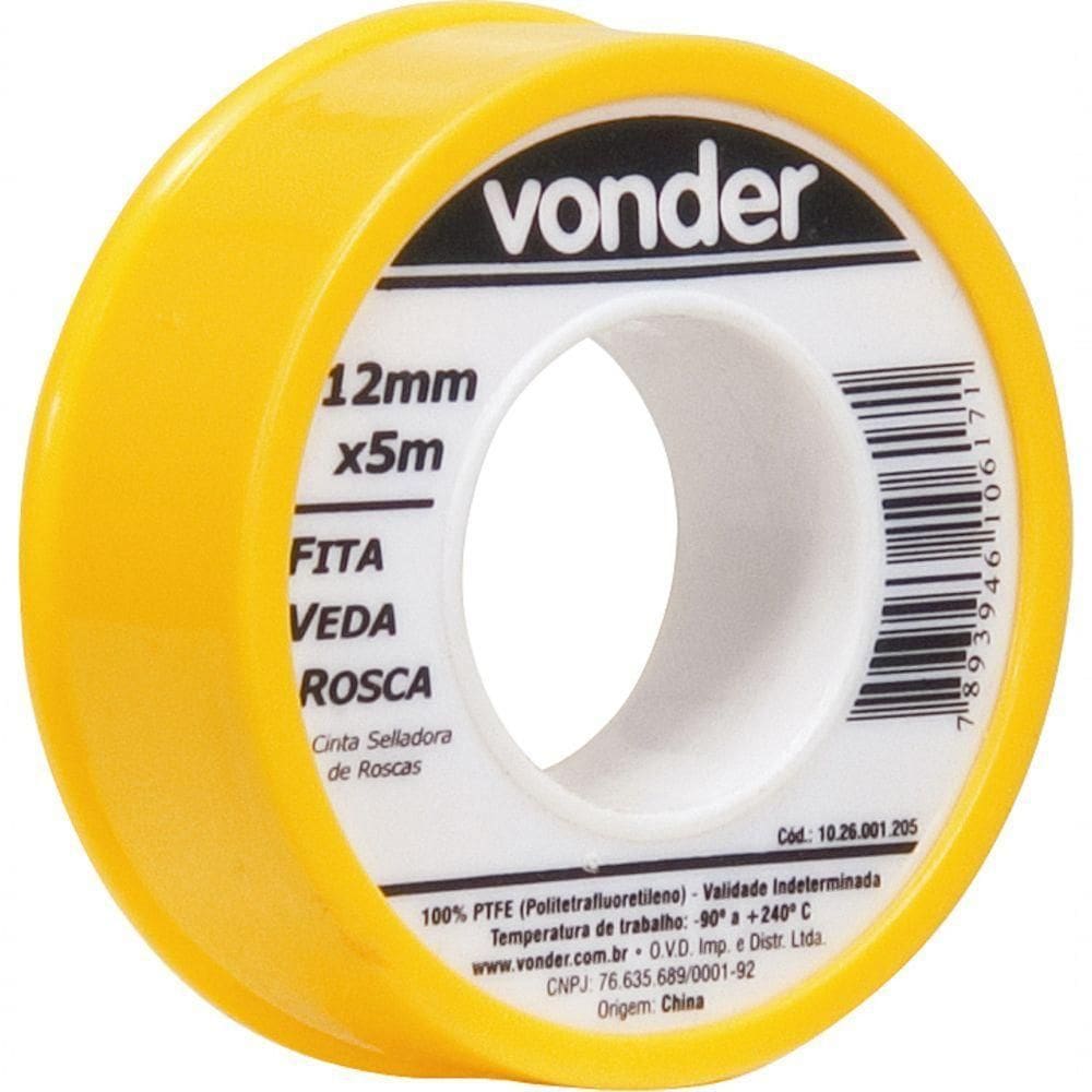 Fita Veda Rosca 12mmx5m Ptfe Teflon Vonder