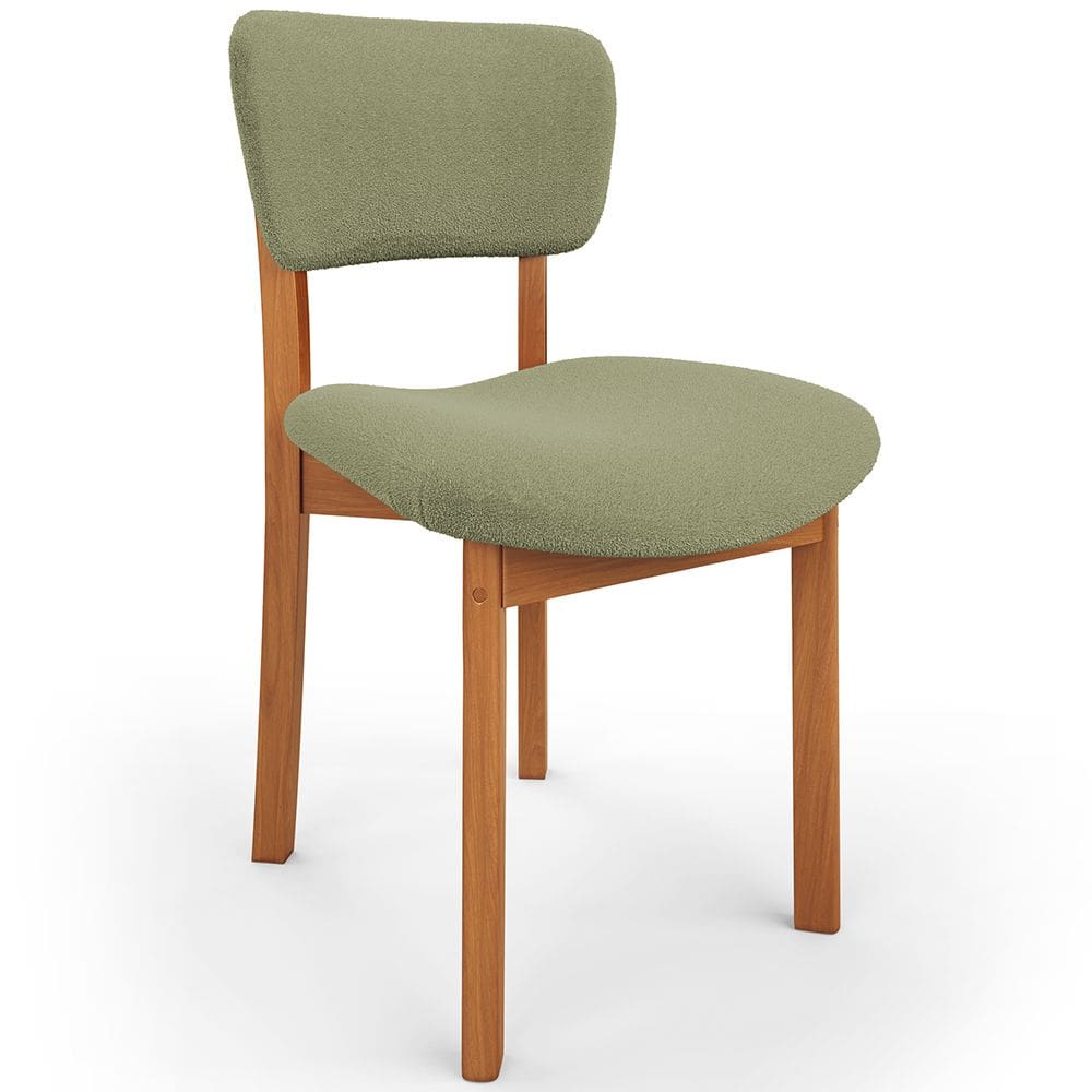 Cadeira Para Sala de Jantar Cozinha Living Estofada Dara L02 Bouclê Oliva - Lyam Decor