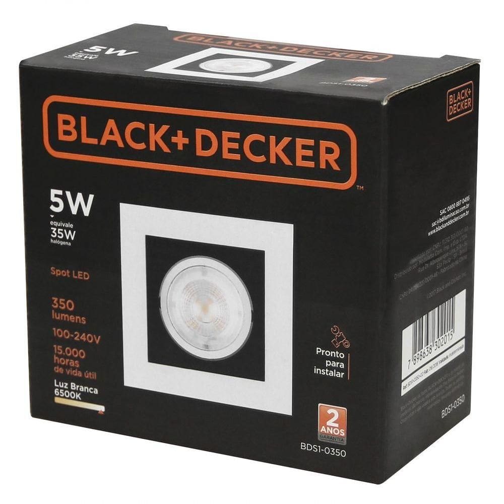 Spot Led Black 5w 6500k Quadrado Black + Decker
