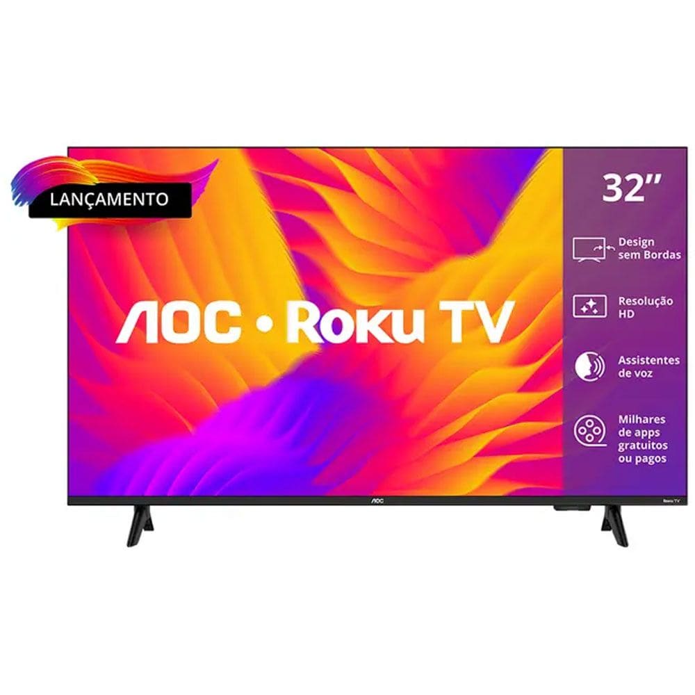 Smart TV AOC DLED 32 Polegadas WI-FI Roku TV Quad Core 32S5155/78G