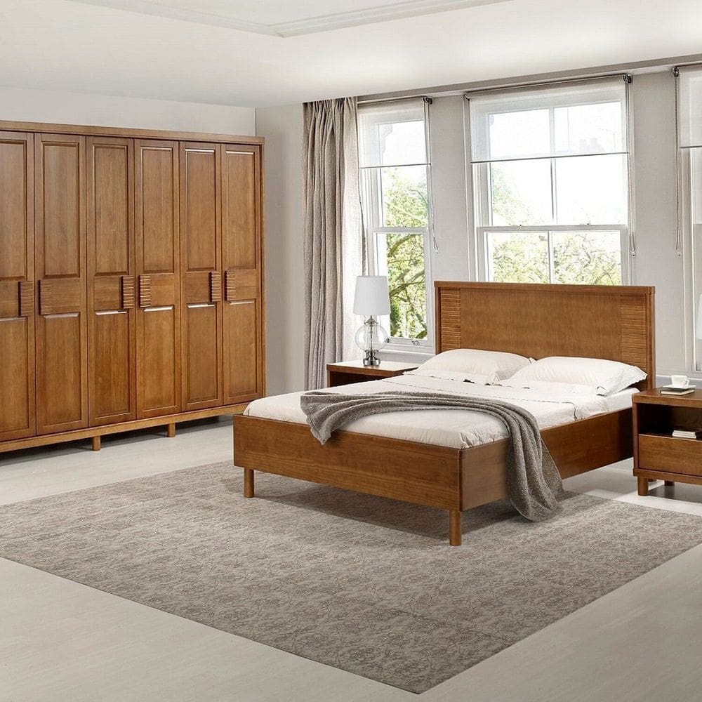 Cama de Casal 1,60m Madeira Maciça Linha Cairo Amendoa