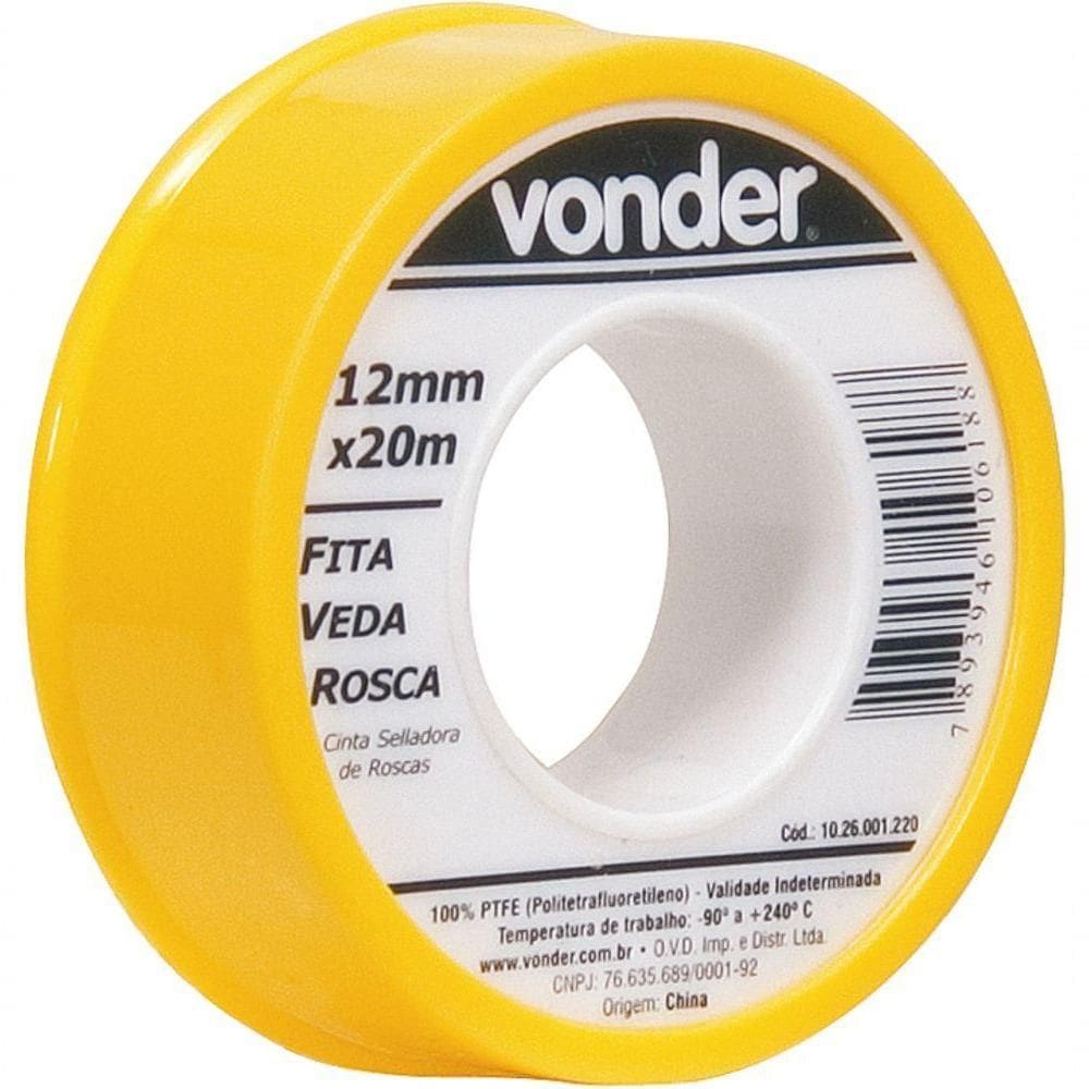 Fita Veda Rosca 12mmx20m Ptfe Teflon - Vonder