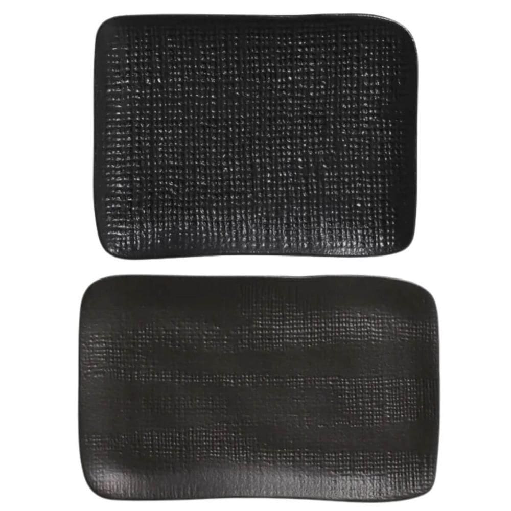 Kit Travessas 18x14cm e 27x17cm Preto Matte Cerâmica Porto B