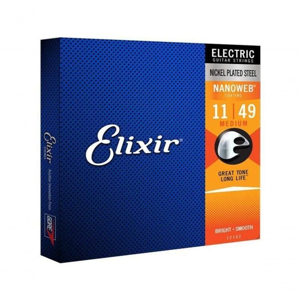 Encordoamento Para Guitarra .011 Medium Nanoweb 12102 Elixir