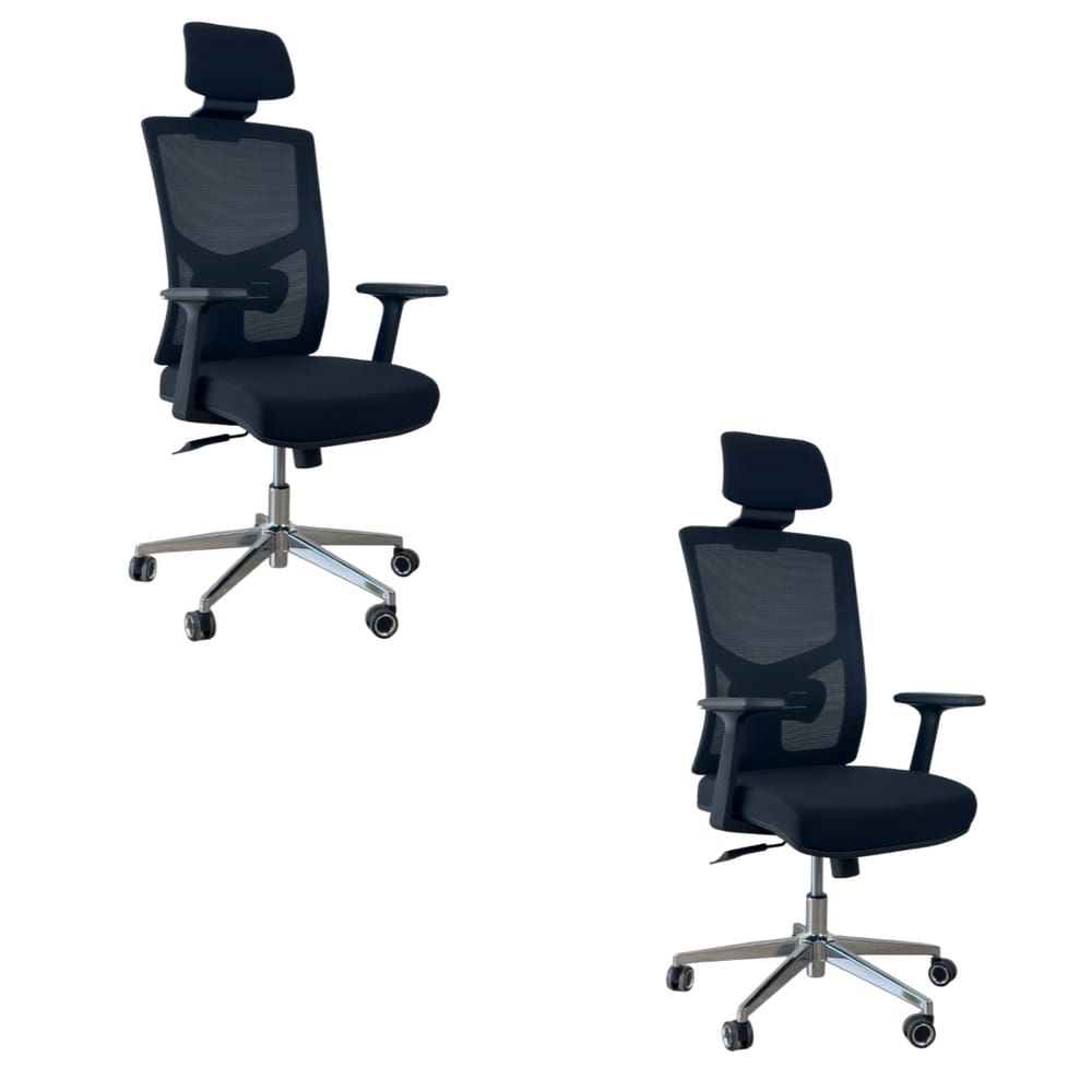 Kit 2 Cadeiras Presidente Oficial Comfort Viena Apoio Nuca