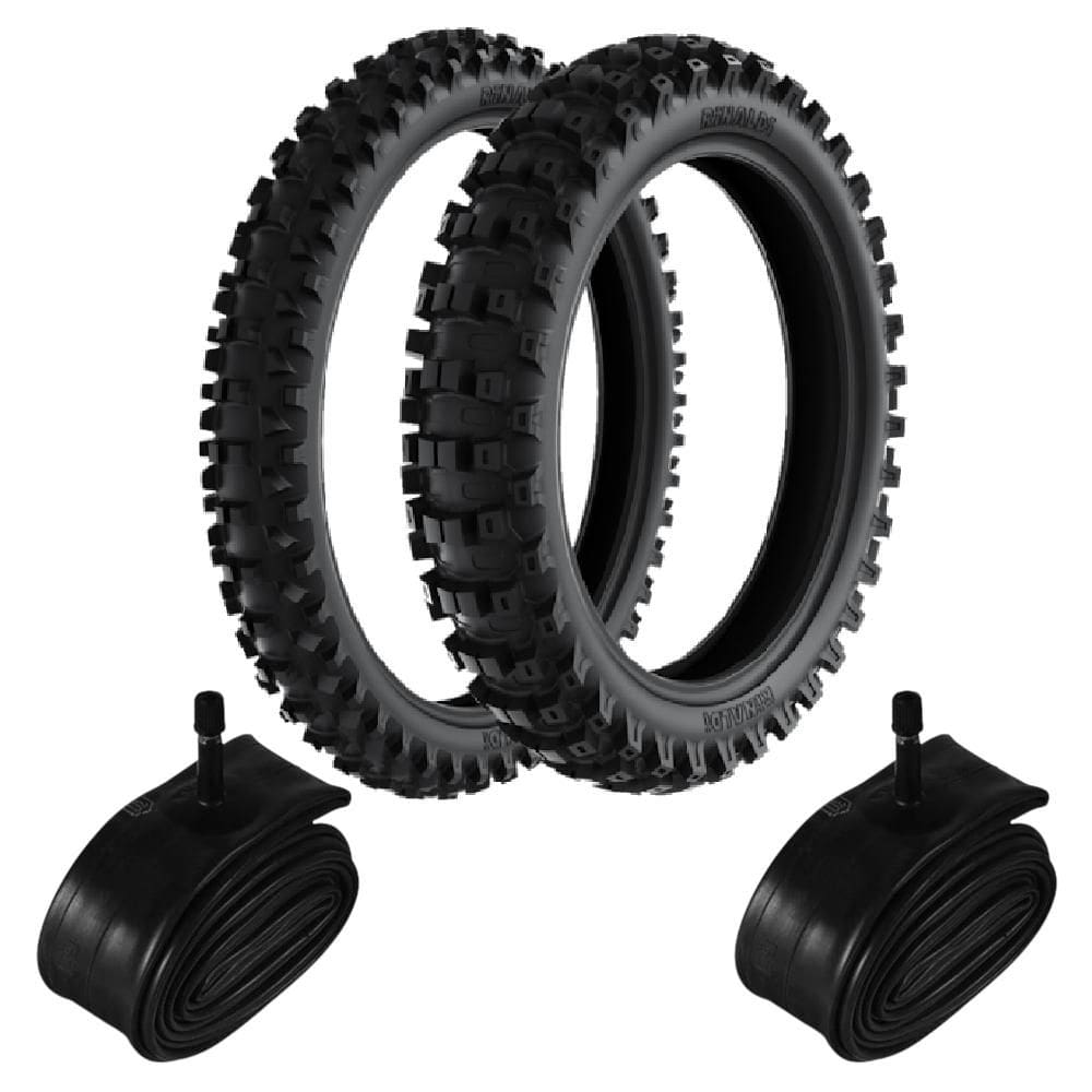 Kit Pneu Mini Moto 50cc Trilha 60/100-14 + 80/100-12 Rs47 Rinaldi + Camara