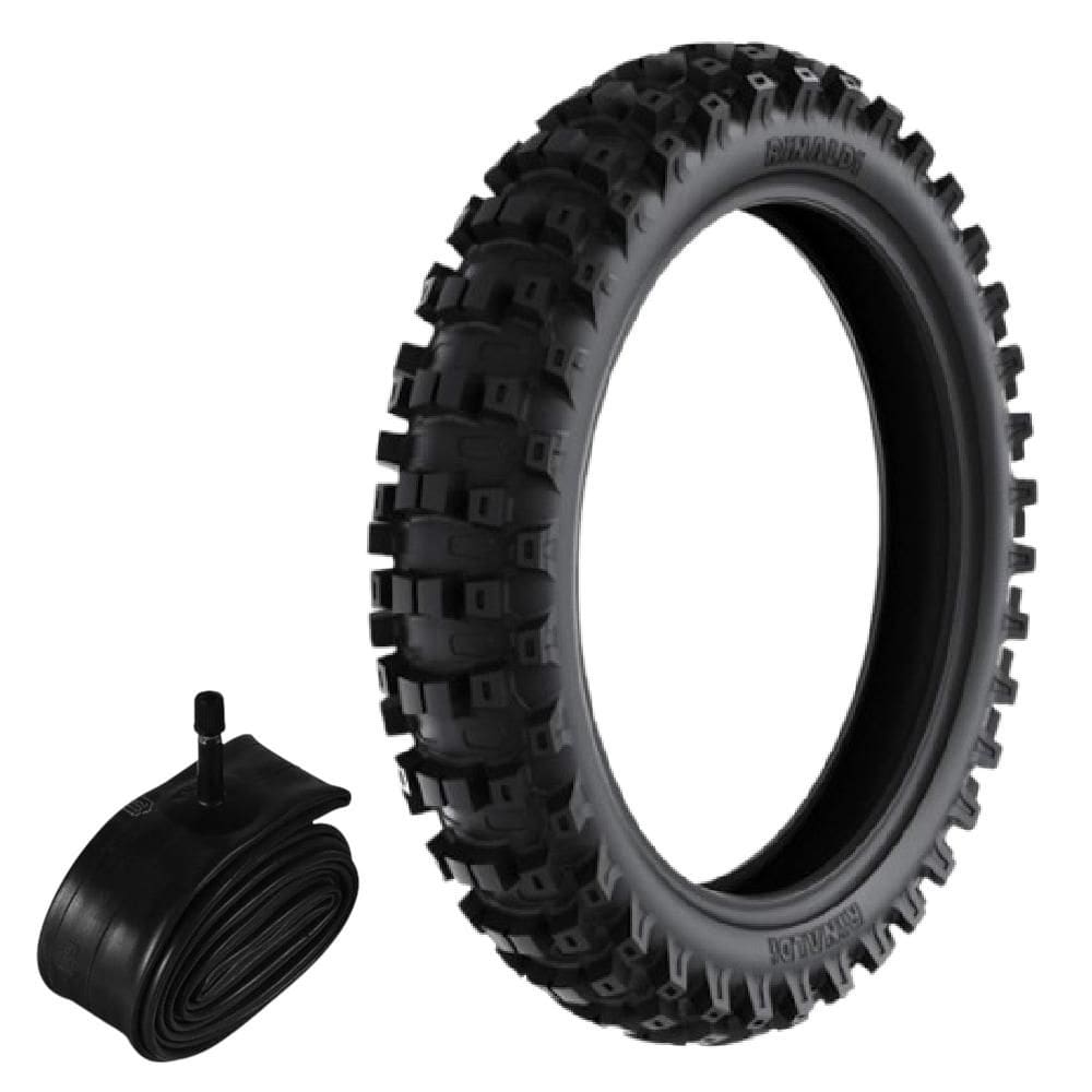 Kit Pneu Trilha Mini Moto 50cc 80/100-12 50m Traseiro Rs47 Rinaldi + Camara
