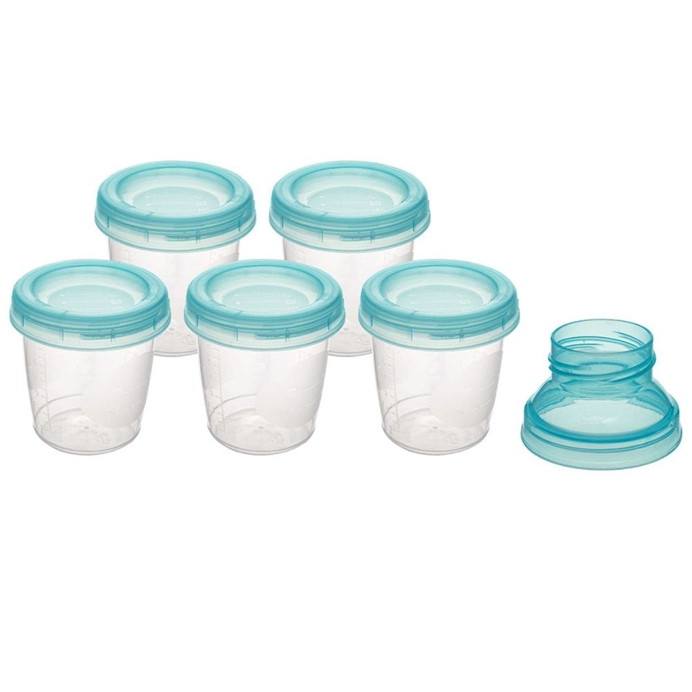 Kit 6 Potes Plástico Armazenar Leite Materno ou Alimentos 180 ml Adaptador Funil Buba