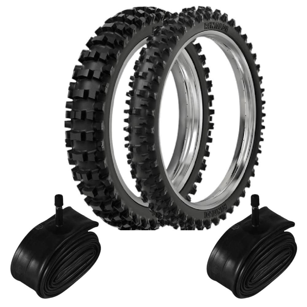 Kit Pneu Mais Largo Crf 230f 110/100-18 + 80/100-21 Sr39 Rinaldi + Camara