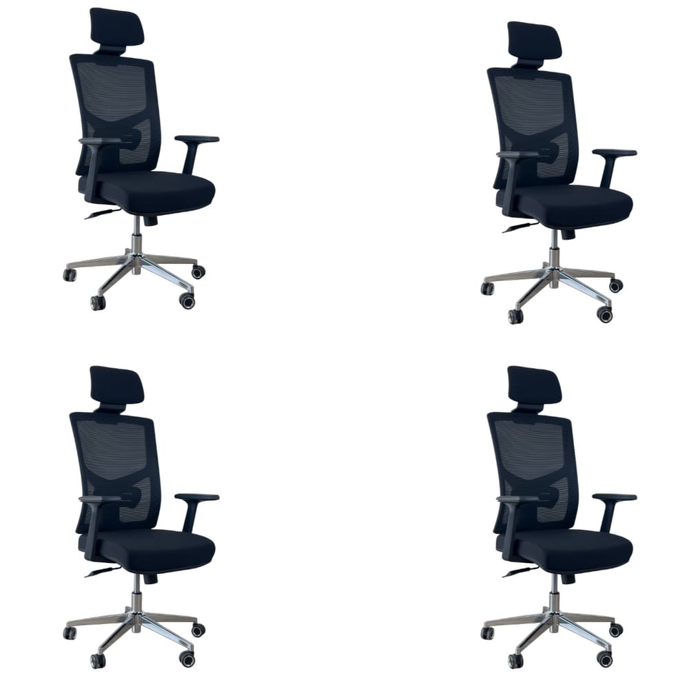 Kit 4 Cadeiras Presidente Oficial Comfort Viena Apoio Nuca