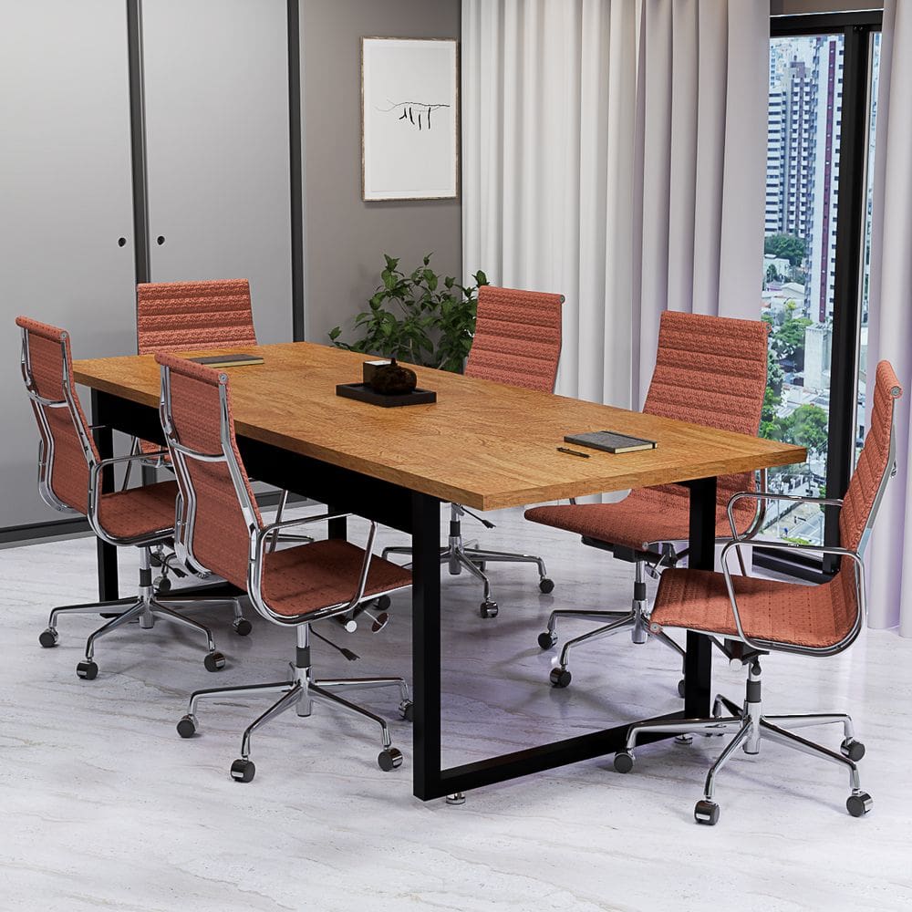 Mesa de Reunião 190x80cm com Pé de Ferro Ideal para Escritórios Salas Corporativas e Home Office