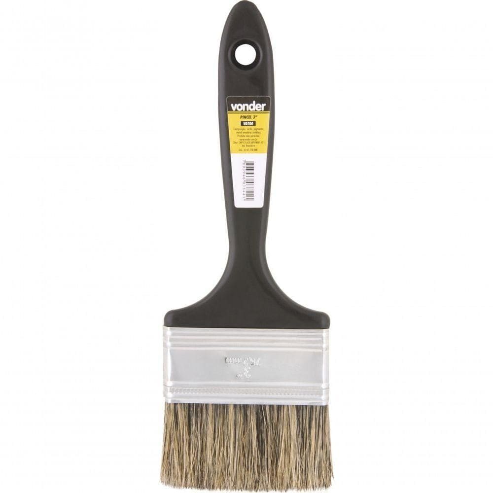 Pincel 4 Cerdas Gris Cabo Plástico Tintas Latéx Acrí Vonder