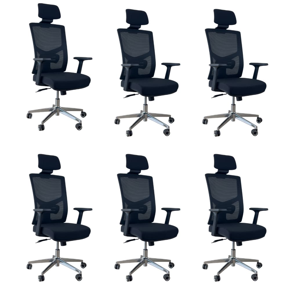 Kit 6 Cadeiras Presidente Oficial Comfort Viena Apoio Nuca
