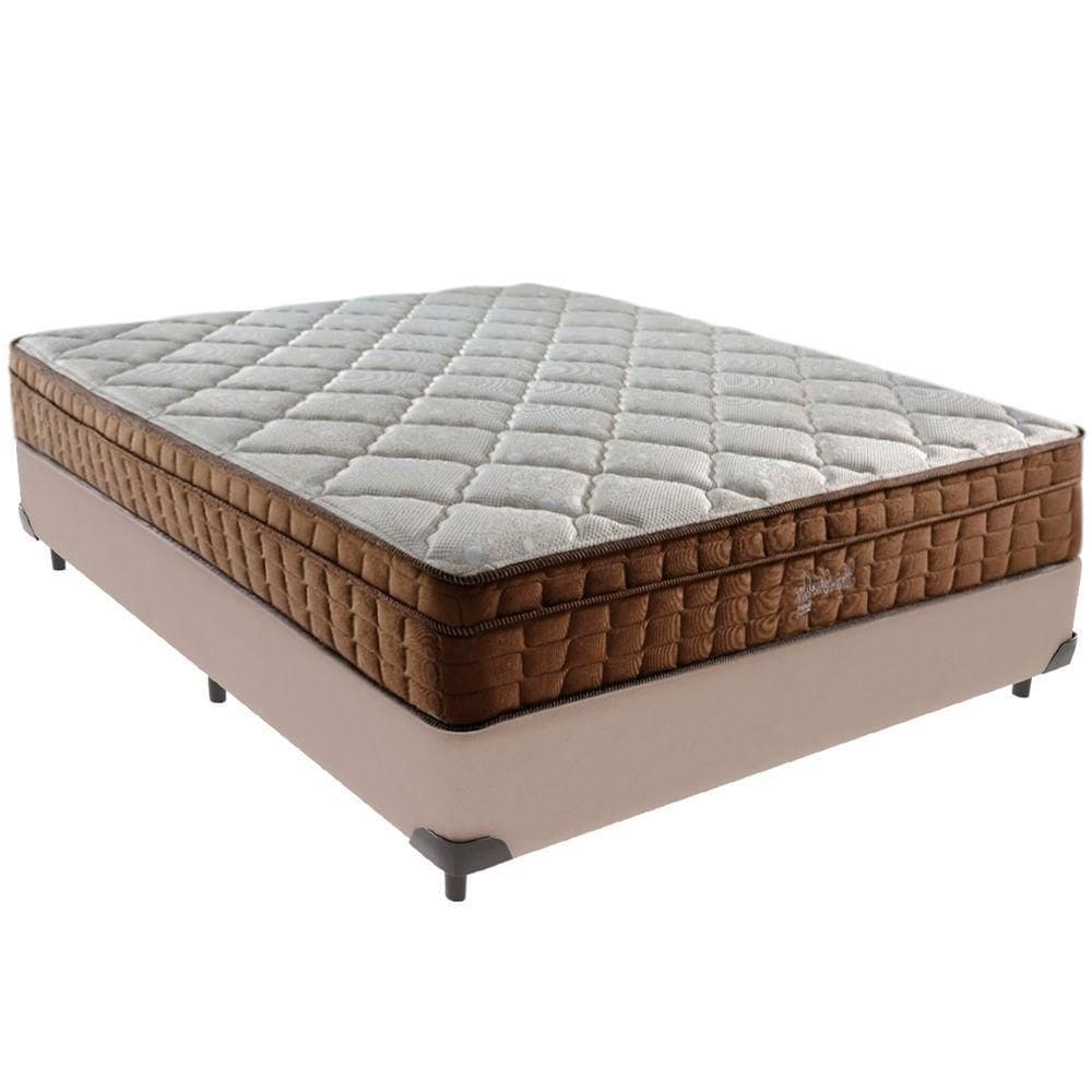 Cama Box Bege E Colchão Star Pillow In Molas Ensacadas Casal
