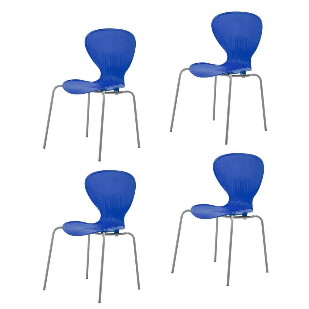 Kit 4 Cadeiras Empilháveis Flash Azul