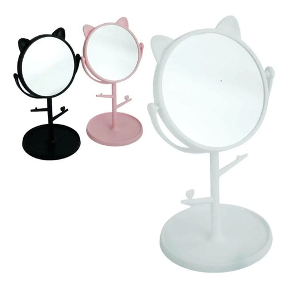 Espelho De Mesa Maquiagem 30,5 X 17cm Com Base Gatinho